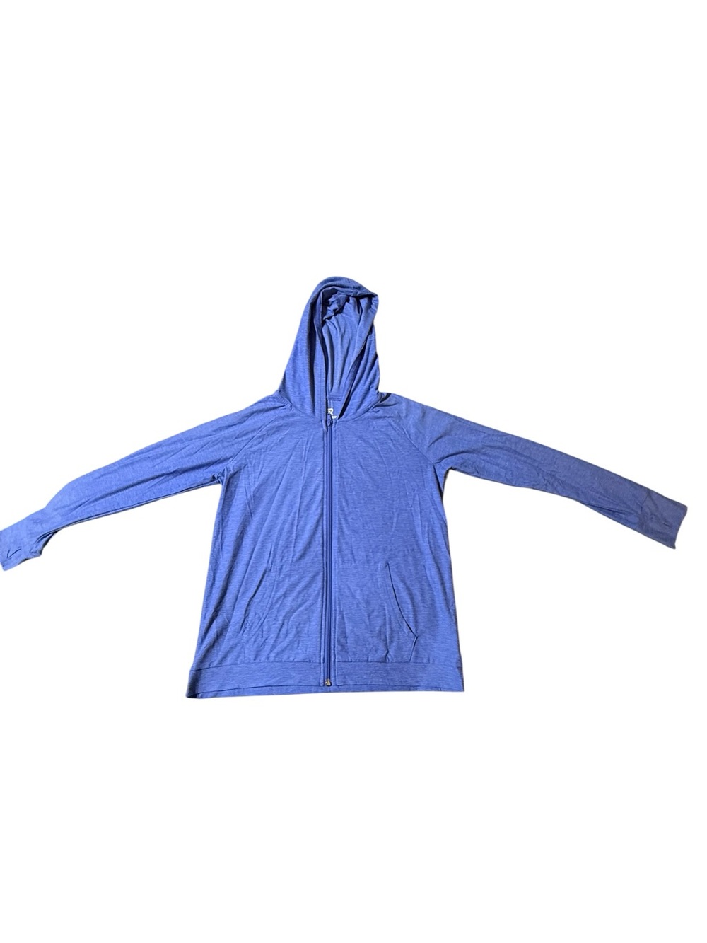 Runway Girls Size 12/14 L Blue Full Zip Active Hoodie Thumbholes Lightweight